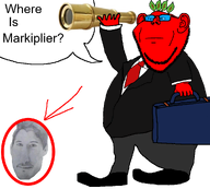 briefcase broot closed_mouth clothes drawing fat glasses markiplier necktie neutral red_skin speech_bubble suit suitcase telescope variant:impish_soyak_ears // 1001x900 // 305.6KB