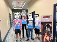 closed_mouth clothes hair internet_is_leaking irl janny mare_fair_2023 meeting multiple_soyjaks pony smile smug subvariant:chudjak_front subvariant:wholesome_soyjak text variant:chudjak variant:cobson variant:gapejak // 2048x1536 // 431.8KB