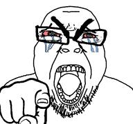 angry crying glasses hand merge open_mouth pointing pointing_at_viewer selfish_little_fuck subvariant:seethejak variant:bernd variant:cryboy_soyjak // 1200x1125 // 87.2KB