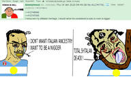 3soyjaks 4chan ack angry argentina bbc blood bloodshot_eyes brown_skin clenched_teeth closed_mouth country firearm flag glasses gun hair italy mustache nigger nose_hair nsfw open_mouth penis queen_of_spades smile soyjak spade stubble subvariant:chudjak_front text tongue variant:bernd variant:chudjak yellow_teeth // 1039x673 // 386.2KB