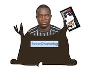 4soyjaks black_background black_skin blue_eyes bowtie boyfriend_(friday_night_funkin') brown_skin cap closed_mouth clothes couch cyrus_davis female fnf_pedo forced2namefag_(namefag) front_facing glasses green_hair grey_eyes hair hat irl jaundice nate oekaki scared seat slop smile soot_colors soyjak variant:soytan variant:soytan_gooner yellow_hair // 1024x768 // 125.5KB