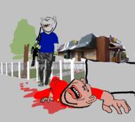 1488 TAD amerimutt blood blue_shirt brenton_tarrant eternal_anglo euromutt fence mcdonalds red_shirt shooting subvariant:impish_amerimutt // 1101x1000 // 439.0KB