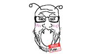 alien blush cute fangs girly glasses heart hello_my_name_is_(sticker) kawaii meta:namefags name_tag nose open_mouth piercing pink pinko_(user) soysona stubble variant:markiplier_soyjak // 1095x633 // 52.1KB