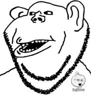 black_sclera clothes ear lips mutt open_mouth soybooru soyjak stubble subvariant:impish_amerimutt variant:impish_soyak_ears white_shirt white_skin // 598x628 // 16.2KB