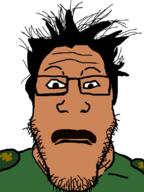 arab brown_skin closed_mouth clothes glasses hair mustache neutral saddam_hussein soyjak stubble subvariant:neutralplier variant:markiplier_soyjak // 600x800 // 34.9KB