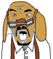 clothes crying doctor_strange dog frog glasses janny multiple_eyes mustache open_mouth pepe soyjak suspenders variant:benedict_cumberjak2 // 880x984 // 192.5KB