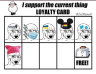 beanie black_lives_matter bloodshot_eyes clothes crying disney flag gay glasses hat logo mask multiple_soyjaks progress_pride_flag raised_fist_(symbol) russo_ukrainian_war sheep soyjak stubble syringe toast twitter ukraine variant:soyak // 1078x823 // 477.0KB