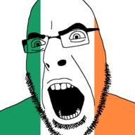 angry country flag flag:ireland glasses ireland open_mouth soyjak stubble variant:cobson // 721x720 // 11.5KB