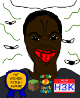 autism_is_my_superpower award black_eyes brown_hair brown_skin chapped_lips clothes crusty_lips h3k_(user) hello_my_name_is_(sticker) meta:namefags meta:self_insert minecraft moustache navy_blue_shirt no_glasses red_lips ribbon shitty_self_insert speech_bubble speech_bubble_empty stubble subvariant:slender_alicia subvariant:slender_stephen subvariant:stephen trend:slopjak variant:alicia variant:chudjak white_skin // 592x720 // 89.1KB