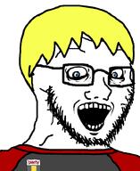 blond blue_eyes clothes crazed gem glasses hair medal nate open_mouth soot_colors stubble subvariant:soyak_(crazed) tshirt variant:soyak white_background white_skin wrinkles // 665x815 // 34.2KB