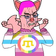 animal bloodshot_eyes clothes crimean_tatar crying ear femboy flag flag:crimean_tatar flag:crimean_tatar_furry_femboy_pride_flag flag:femboy_pride_flag full_body furfag furnigger furry furry_ears glasses hair kurwa lgbt logo nigger paw pig pig_nose pigger pink_skin purple_hair rainbow soyjak track_suit variant:chudjak vein white_skin wojak wolf // 900x900 // 201.6KB