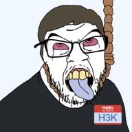 H3K_(namefag) ack bloodshot_eyes brown_hair crying hanging rope template tongue variant:feraljak white_skin // 1025x1025 // 42.5KB