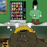 ancient brown_skin caveman ext=gif fat floor gif_animation green_shirt green_wall holding_sproke jimbo_(namefag) meta:gif meta:namefags meta:not_oc meta:tagme museum nusoi painting rock rocks series:nusoi_neanderthal_adventures sproke stone subvariant:hunky_twink_sex_machine thinking thought thought_bubble variant:alicia variant:mulletjak vending_machine wearing_hide wearing_leaf // 2000x2000 // 580.3KB