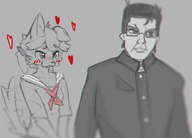 boykissersilly_cat eyebrows furry glasses scarf school_uniform variant:chudjak // 1241x890 // 1.5MB