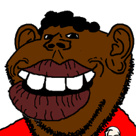 afro animated brown_skin closed_mouth clothes ear hair kfc looking_at_you nigger open_mouth red_shirt smile soyjak stubble subvariant:impish_tyrone teeth tyrone variant:impish_soyak_ears // 598x800 // 128.0KB