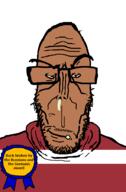 award booger brown_skin buck_breaking country countrywar crying european flag flag:latvia germany glasses hair latvia mucus mutt red_eyes russia soyjak stubble subvariant:euromutt sweater text variant:markiplier_soyjak // 591x900 // 26.1KB
