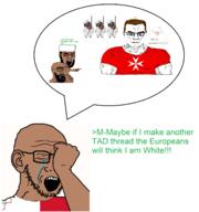 arab beard brown_skin buff closed_eyes country crying flag flag:malta glasses greentext malta open_mouth pca soyjak stubble subvariant:brunetto subvariant:muscular_chud text thought_bubble variant:chudjak variant:soyak // 2340x2500 // 404.0KB