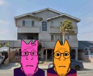 2_gay_cats 2soyjaks house orange_skin paul_(2_gay_cats) pink_skin sam_(2_gay_cats) subvariant:neutralplier variant:markiplier_soyjak // 813x669 // 356.3KB