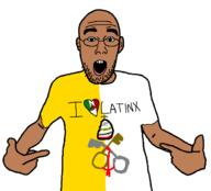 arm brown_skin catholic clothes country ear flag flag:mexico flag:vatican_city gender-neutral_language glasses hand i_love latino mexico open_mouth pointing soyjak stubble text tshirt variant:shirtjak vatican // 618x559 // 12.8KB