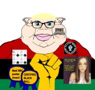 bbc blond blue_eyes bnwo closed_mouth glasses mike_tyson muhammad_ali queen_of_spades spade subvariant:branigger trend:aryan variant:brandon variant:meximutt white_skin woman // 1675x1583 // 1.2MB