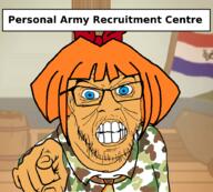 angry army barrel blue_eyes bowtie camo camouflage cannon dutch_east_india_company flag glasses mymy_(ongezellig) netherlands ongezellig orange_hair orange_skin personal_army pointing pointing_at_viewer ship stubble variant:feraljak // 1013x914 // 279.9KB