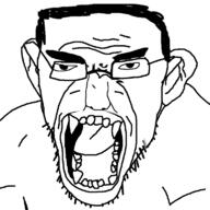 ear glasses sharp_teeth soyjak stubble variant:chudjak variant:monkeyjak // 768x768 // 120.1KB
