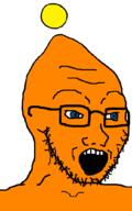 alien blue_eyes chao_(sonic) glasses open_mouth orange_skin sega sonic sonic_adventure_2 sonic_the_hedgehog soyjak stubble variant:soyak video_game // 643x1026 // 33.0KB