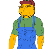 buff clothes ear glasses hat overalls smile sneed soyjak stubble subvariant:massjak subvariant:wholesome_soyjak swolesome variant:gapejak white_background yellow_skin // 1056x937 // 25.4KB