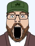 beard brown_hair clark_(the_thing) clothes glasses hair hat movie open_mouth soyjak the_thing transparent_background truck variant:flartson vest white_skin // 410x535 // 17.8KB