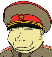 asian cap clothes communism ear epaulettes glasses hammer_and_sickle hat kgb kuz military_uniform necktie small_eyes smile soviet_army_uniform soyjak star stubble subvariant:massjak subvariant:wholesome_soyjak uniform variant:gapejak yellow_skin // 662x730 // 264.6KB