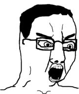angry crazed glasses hair merge open_mouth soyjak variant:chudjak variant:cobson // 645x770 // 44.4KB