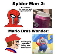 angry can chad elephant mario nintendo soda spiderman super_mario_wonder text variant:soyak video_game // 828x810 // 383.0KB