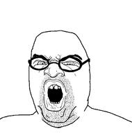 angry glasses open_mouth soyjak stubble variant:unknown // 674x680 // 21.8KB