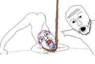 2soyjaks arm bloodshot_eyes crying full_body glasses hand hanging jack_o_pose lipstick looking_at_you noose open_mouth pointing purple_hair rope stubble suicide tongue tranny variant:bernd variant:two_pointing_soyjaks // 1560x1054 // 162.5KB