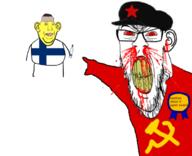 award blood bloodshot_eyes cap clenched_teeth clothes communism ear finland flag:finland hammer hammer_and_sickle hat medallion pointing sickle star subvariant:feralrage subvariant:pekka tshirt variant:chudjak variant:feraljak variant:gapejak yellow_teeth // 680x552 // 188.0KB