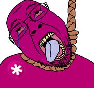 ack asterisk bloodshot_eyes collective_shout crying glasses open_mouth pink_skin teeth tongue variant:bernd yellow_teeth // 768x719 // 80.3KB
