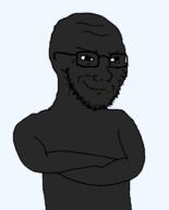 beard black_skin crossed_arms glasses meta:tagme nigger smug soyjak transparent transparent_background variant:soyak // 564x699 // 42.7KB