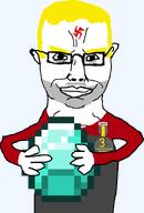 5_o_clock_shadow badge blood chudson88_(namefag) clothes diamond diamond_(minecraft) gem glasses holding_object meta:self_insert mustache soot_colors soyjak subvariant:chudjak_front swastika variant:chudjak yellow_hair // 625x924 // 54.5KB