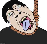 ack andrew_graves black_shirt crying green_eyes hair hanging looking_up noose open_mouth rope suicide the_coffin_of_andy_and_leyley tongue variant:bernd white_background white_skin yellow_teeth // 533x500 // 113.0KB