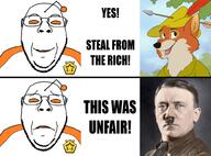 adolf_hitler clothes crying frown glasses reddit reddit_gold robin_hood smile snoo soyjak stubble text variant:bernd // 1000x742 // 415.4KB