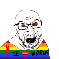 aids bloodshot_eyes faggot flag:gay_pride_flag ribbon variant:feraljak worm worms // 1500x1500 // 67.6KB