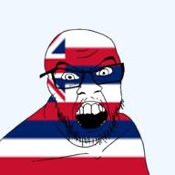 angry flag flag:hawaii glasses hair hawaii looking_at_you mustache open_mouth soyjak state stubble teeth transparent_background united_states variant:feraljak // 1500x1500 // 97.2KB