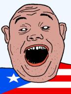 amerimutt black_sclera clothes ear flag flag:puerto_rico hair open_mouth puerto_rico red_shirt soyjak star_(symbol) stubble teeth territory transparent_background united_states variant:alicia // 418x555 // 16.6KB