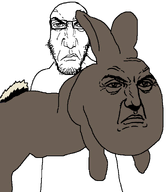 2soyjaks angry animal flemish_giant full_body glasses holding_object punisher_face rabbit series:animaljaks stubble subvariant:wholesome_soyjak traced variant:gapejak variant:markiplier_soyjak // 1167x1351 // 132.1KB