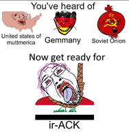 3soyjaks amerimutt arabic_text bloodshot_eyes communism crying dead ear flag flag:germany flag:iraq flag:soviet_union food foodjak gem germany glasses hair hanging iraq map meme mustache mutt onion open_mouth pun purple_hair rope smile soviet_union soyjak stubble suicide text tongue united_states variant:bernd variant:impish_soyak_ears variant:soyak vegetable yellow_teeth // 1125x1149 // 196.2KB