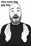 1soyjaks ai_slop bald beard black_shirt gay nose_ring open_mouth simple_background sweater teeth text variant:unknown white_background // 848x1232 // 55.8KB