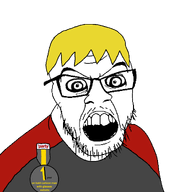 angry clothes glasses hair looking_at_you medal nate open_mouth soyjak stubble teeth text transparent_background tshirt variant:feraljak yellow_hair // 1500x1500 // 164.5KB