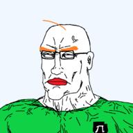 baldi baldis_basics blue_eyes buff detailed ear eyes glasses green_shirt head jawline muscles nazism orange_hair red_lips schutzstaffel subvariant:perceptive_chud teacher trend:aryan variant:chudjak vein white_skin // 799x799 // 23.2KB