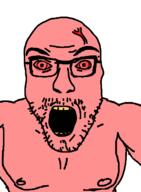 anger_mark bloodshot_eyes eyebrows glasses muscles nipple nose open_mouth variant:unknown vein yellow_teeth // 474x644 // 26.5KB