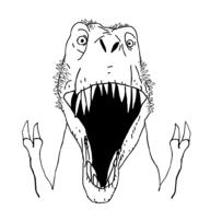 animated dinosaur excited hand hands_up open_mouth soy_parody soyjak tyrannosaurus variant:excited_soyjak // 1000x1000 // 182.3KB